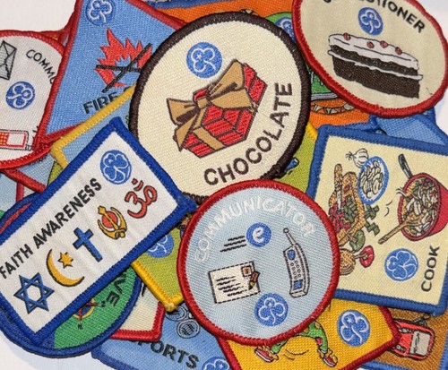 Girl guides sew badges - guides, on
